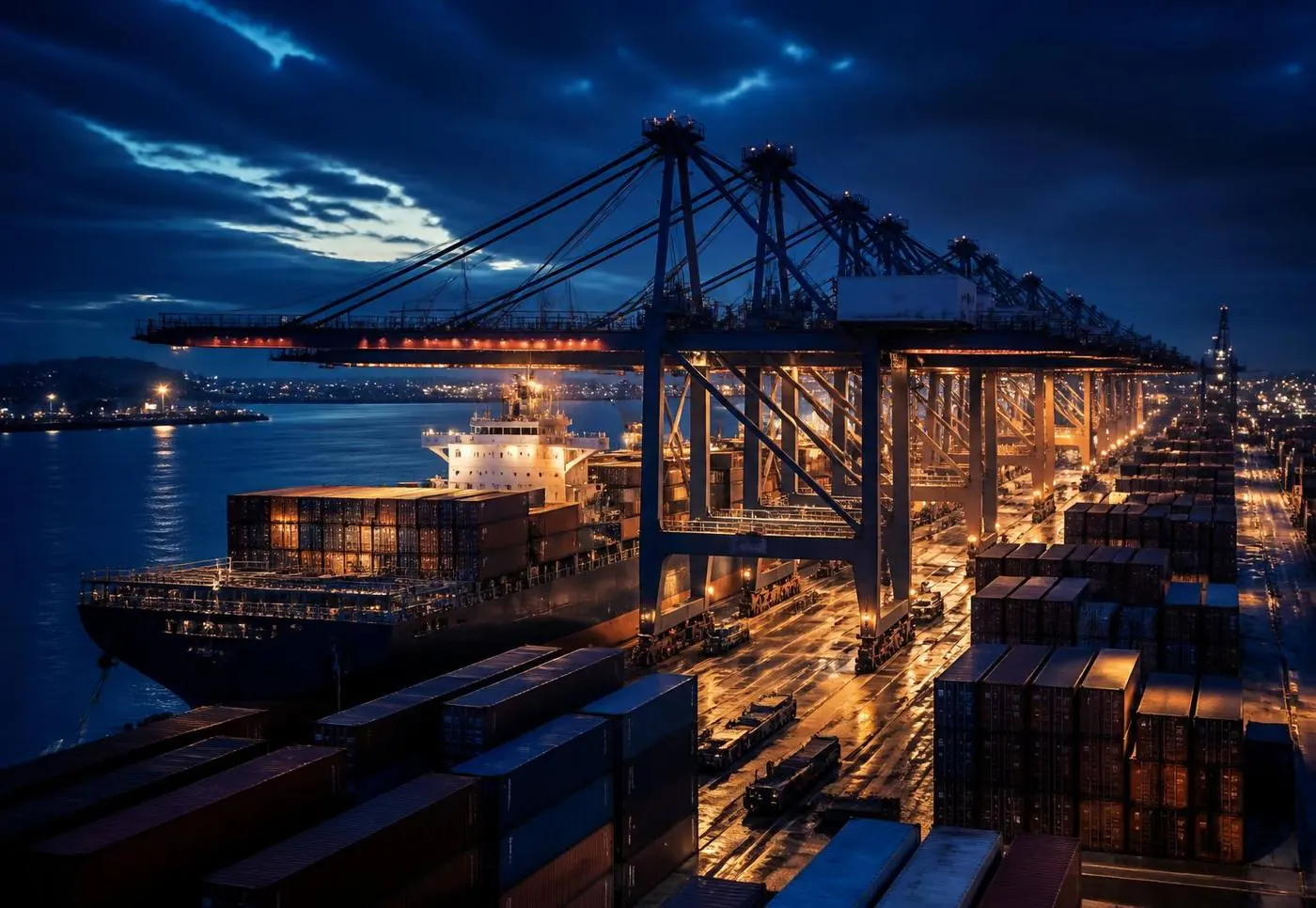 Global trade and international commerce: container port and shipping network connecting world markets